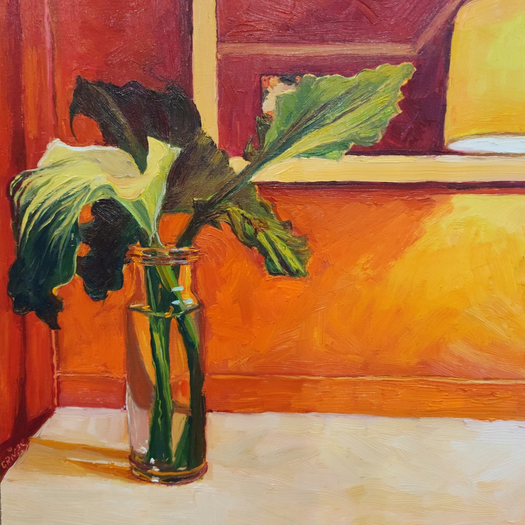 Biliga Lillies. Oil on birch panel 30x30cm. Biliga cottage tuross heads