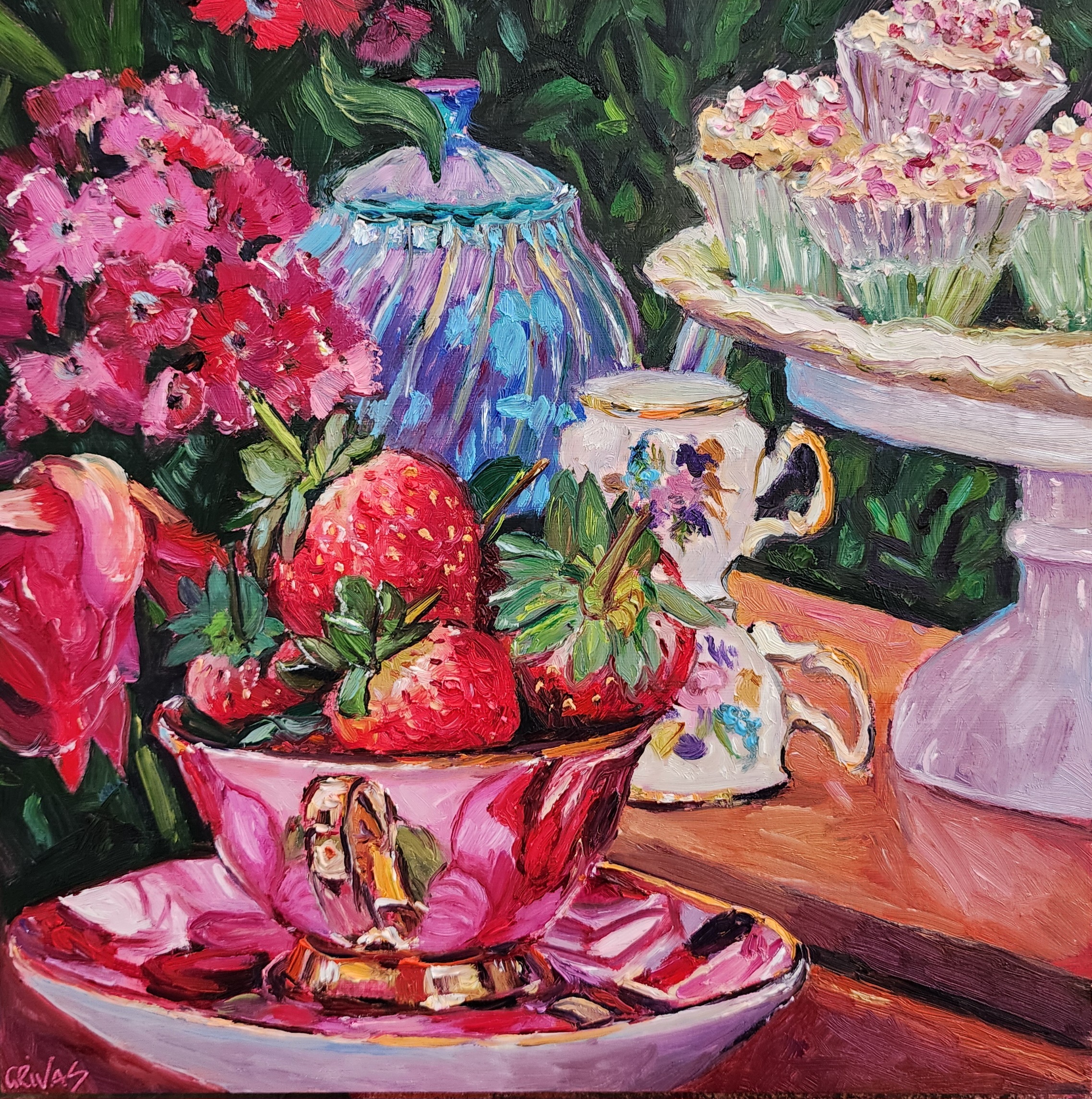 'Red Velvet'' Kim Grivas 30 x 30cm Oil on Board